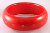 AB17 tomato red bakelite bangle w CZs